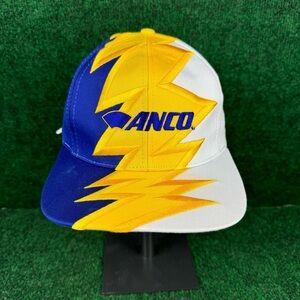 Vintage Rare ANCO Trucker Hat Adjustable Strap OSFA Headwear Blue Gold